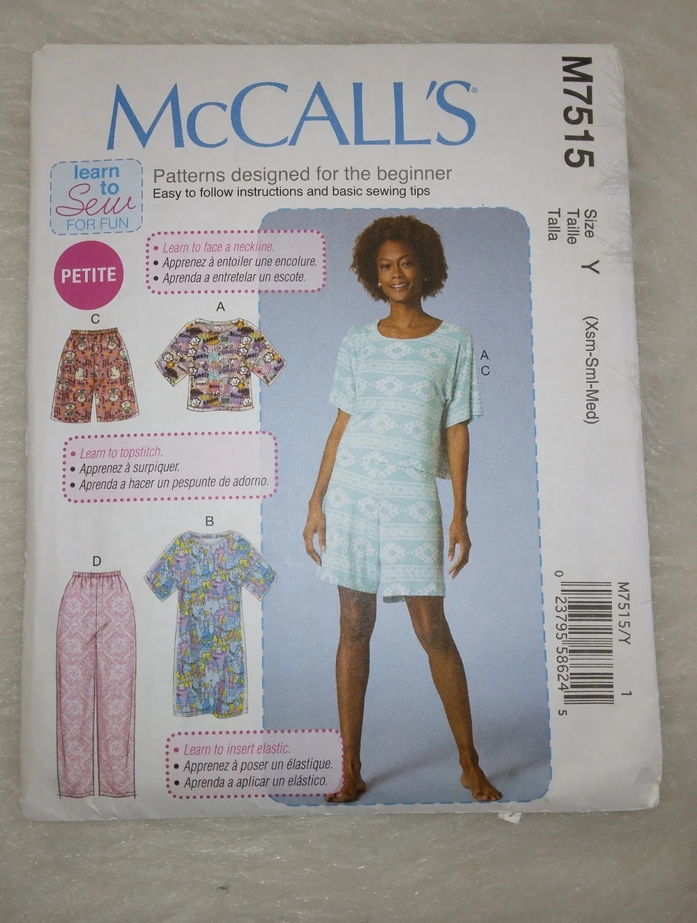 MCALL'S M7515 Sz XS-M Misses Shorts Pants Top Dress. Patterns Designef For Begin